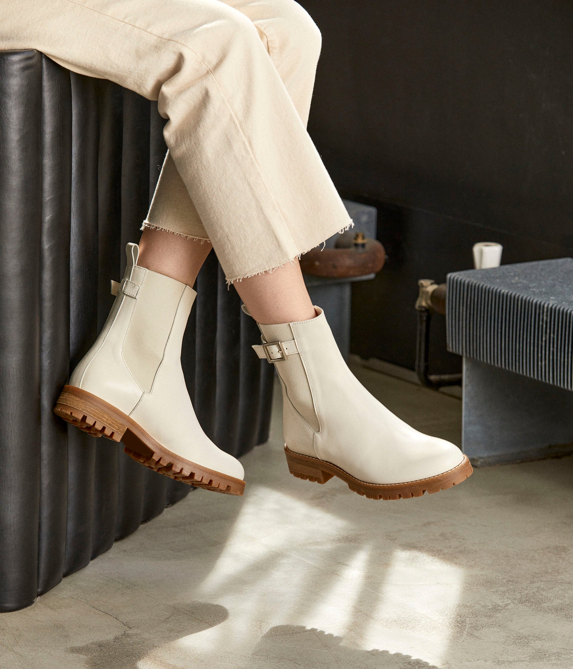 Norma ecru ankle boots